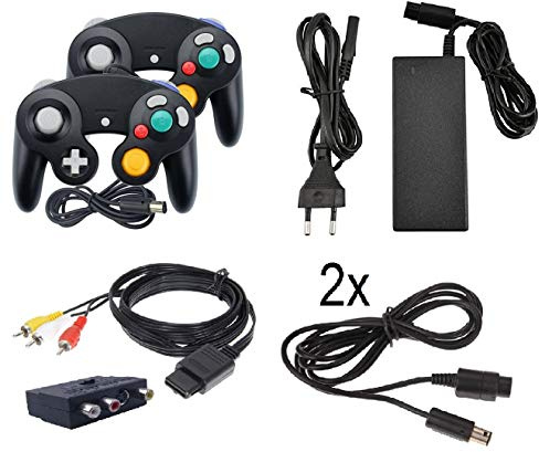 DARLINGTON & Sohns Kit de câbles pour manette Nintendo Game Cube GC Câble d'alimentation Câble de charge Câble de charge Câble péritel Adaptateur CA
