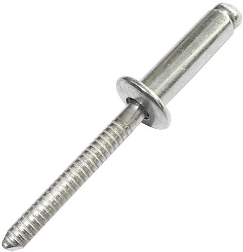 AERZETIX - C48308 - Lot de 10 Rivets Aveugles Standard Ø6x20mm à Tête Plate en Acier Inox A2 - DIN 7337 A - Rivet Pop à Rupture de Tige