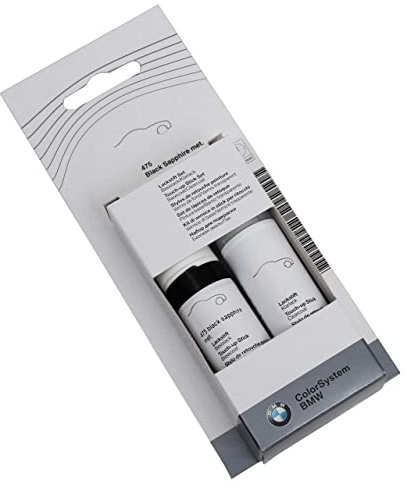 BMW Lackstift-Sets in Wagenfarbe mit Klarlack 2x 12 ml Ausbesserungsstift Schwarz Weiß Grau Silber (Black sapphire met)