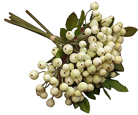 JFBUCF Künstliche Beerenstiele, 30 cm, grüne Beeren mit Blättern, Blumensprays, Beeren, Obstspieße für Hochzeitssträuße, Zuhause, Hotel, Büro, Dekoration, 18 Stück