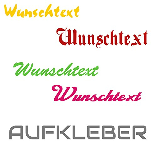 Handschrift Aufkleber selbst gestalten personalisieren diverse Ausführung Schnörkelschriften in verschiedene Längen Lieferzeit 2 bis 3 Werktage