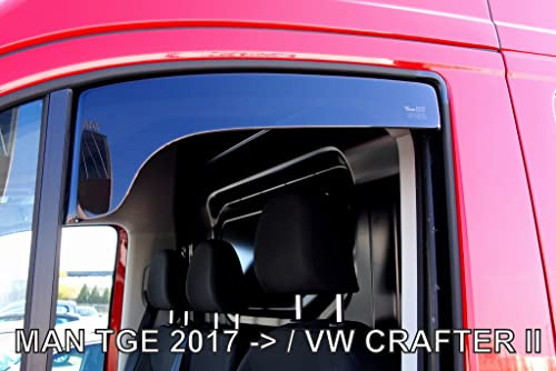 J&J AUTOMOTIVE Windabweiser passend für Man TGE ab 2017 2tlg, Heko Regenabweiser Vorne Getönt Dunkel Passform