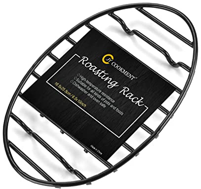 JY COOKMENT Cooling Roasting Rack with Integrated Feet, Enameled Coating, PTFE Free, Great for Cooking, Drying, Grilling, Dishwasher Safe (10inch*6.5inch)