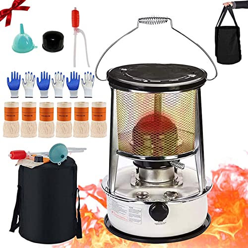6L Große Petroleumofen für Innenräume, 2 in 1 Tragbarer Petroleumofen mit 8 Docht, Löschautomatik und Umfallschutz Heizstrahler, Petroleumheizung für Camping Zeltheizung Kochen