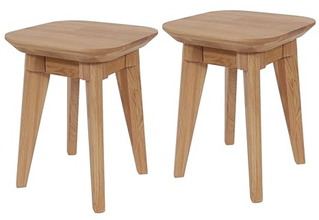 Krok Wood 2X Hocker aus Massivholz in Eiche 35x35x45 cm (Paris Eiche)