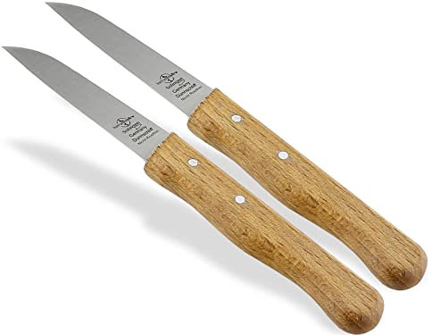 Gemüsemesser Solingen 2er Set Schälmesser Made in Germany Obstmesser mit Nicht Rostfreier Messerklinge Küchenmesser mit Holzgriff Buche Universal Messer mit Extra Scharfem Schnitt für Obst und Gemüse