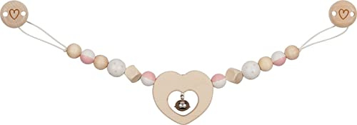 goki 65218 – Collana per Passeggino a Forma di Cuore con Clip, in Legno di Alta qualità, Realizzata a Mano, Made in Germany