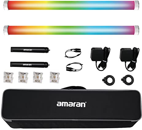 Aputure Amaran PT2c 2 Light Kit,Pixel Tube Light,8 RGBWW Pixels Tube LED,16W Power (60cm/23.6Inch) Amaran T2C