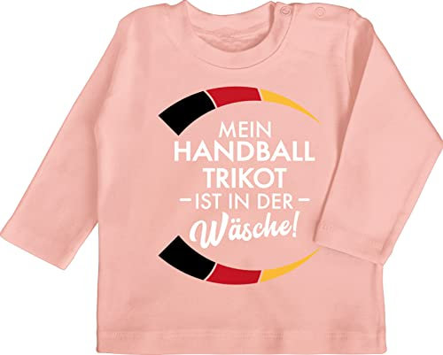 Baby Langarmshirt - 2026 - Mein Handball Trikot ist in der Wäsche - Handball WM EM Witzig Spruch Lustig Trikot Ersatz - 6/12 Monate - Babyrosa - 2022 Tshirt Handball+sprüche t-Shirt 2024 Shirt