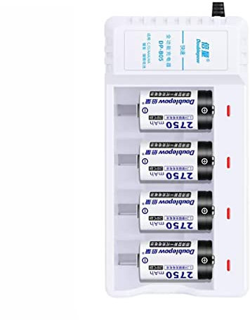 CANNOA N ° 2 Batterie LR14 Haute capacité C Type 2 Batterie Rechargeable n ° 2 Chargeur de Batterie Ensemble 4 pièces Grande capacité Batterie Rechargeable