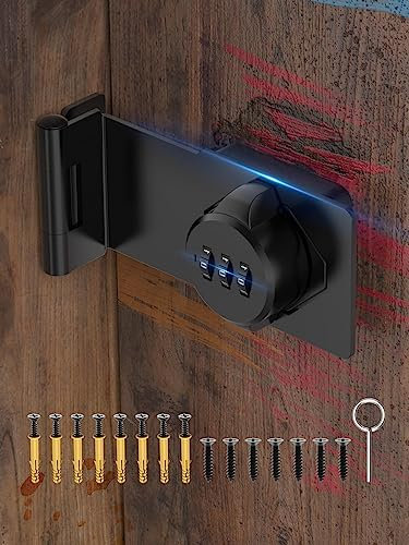MeBantoo Cabinet Password Hasp Locks, 90 Degree Barn Door Lock, Household Security Combination Latch Lock for Locker, Fence, Bathroom, Outdoor, Garden (Black -1PC)