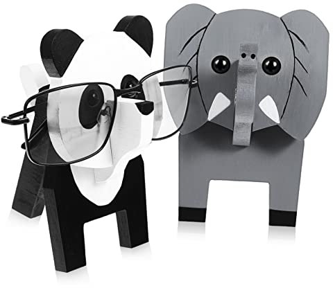 Cabilock 2st Tier Brillengestell Elefant Brillenhalter Sonnenbrillenhalter Brillenhalter Regal Lesebrillenhalter Sonnenbrillenständer Kawaii-figur Schreibtisch Kind Panda Holz Schmücken