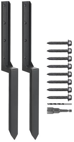 Fence Post Repair Stakes, 2/4pcs Heavy Duty Steel Fence Post Anchor with Nails, Drill, Socket, High Hardness Garden Fence Ground Spike for Reinforcement (2 spike)