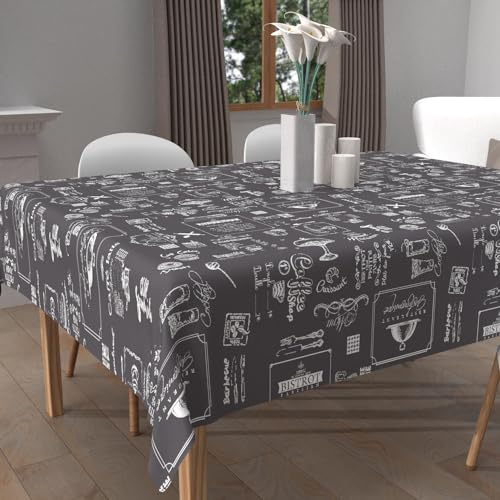Soleil d'Ocra, Tovaglia stampata antimacchia quadrata 180x180 cm COFFEE
