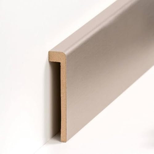 Fliesenabdeckleiste Bis 85 mm Höhe 19 x 96 x 2500 mm MDF-Kern foliert Creme zum Kleben, Schrauben & Nageln Abdeckleiste für Fliesensockel by PROVISTON 12.5 Meter | 5 Stück
