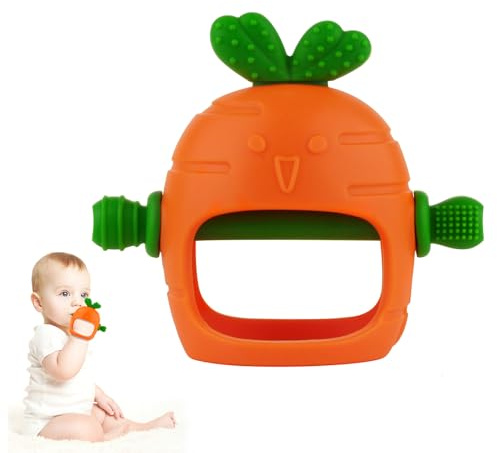 Chuya Silicone Baby Teething Toys Teether for Babies 0-24 Months Carrot Hand Teethers Teething Relief Sore Gums Baby Toys for Infants Easter Gift