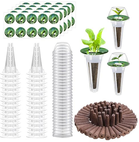 Vmxlso Serra Idroponica Kit, Contiene 50 Spugne per Coltivazione, 50 Cesto Idroponico, 50 Etichette, 50 Coperchi Isolanti, Accessori Idroponici Da Giardino, Per Sistemi di Coltivazione Idroponici