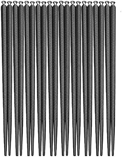 HADECOLL Bacchette riutilizzabili Lavabili in lavastoviglie Bacchette Cinesi Bacchette in Fibra di Vetro， Bacchette Nere Bacchette riutilizzabili in Lega Bacchette per，Silver-10