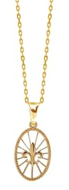 TALISMAN JEWELLERY Pendentif ovale en plaqué or 3 microns 18 carats - Fleur de lys (14 mm x 23 mm), 14 MM x 23 MM, Plaqué or, Non applicable