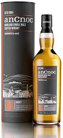 AN CNOC - 10 ans Peated - Single Malt Whisky - Origine : Ecosse/Highlands - Profil gourmand, Notes de Vanille & Pomme verte, Tourbe légère - Alcool : 40% - 70cl