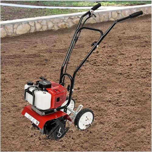Rotavator Motobineuse éLectrique De Jardin,Motoculteur à Essence,Cultivateur De Jardin à Deux Temps,Largeur De Travail : 35cm/13.78inch,Profondeur De Travail : 3-10cm/1.18-3.94inch,Pour Labourer