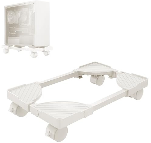 BOTEWO Soporte Torre PC bajo Mesa MóVil: Soporte De Chasis PC de Casa - Estante de Torre de Computadora con Ruedas (Blanco)