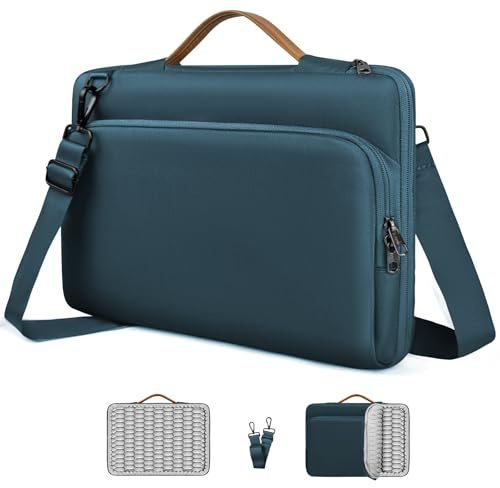 NIMOSA 15.6 Pouces Ordinateur Portable Sac Pc Imperméable Mallette Bandoulière Porte Document Sac de Messager With YKK zip Protection 360° Travail Affaires Université Sacoche Ordinateur Bleu