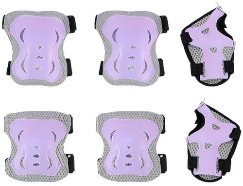 IKOPFLN Knieschoner Kinder Schoner Inliner Protektoren 6er Set Schützer Inliner Inline Skates Knie Und Ellenbogenschützer Schutzausrüstung Knieschützer Skateboard
