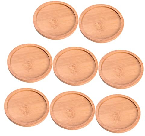 iplusmile 8piezas Bandejas Redondas De Bambú para Maceteros Platillos Resistentes para Plantas con Elevados Antigoteo Adecuados para Suculentas y Macetas Medianasy Pequeñas