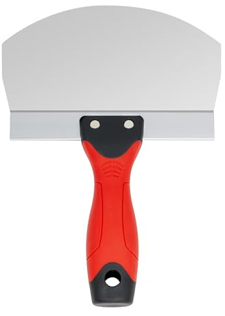 SUMED Seau de 16,5 cm pour cloison sèche et plâtre – Outil de grattage professionnel en acier inoxydable avec lame profilée et poignée souple – Pelle multifonction pour peinture, mortier, rebouchage