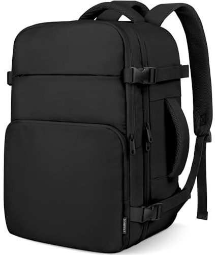 ZOMFELT für Ryanair Handgepäck 40x30x20, 24L Reise Handgepäck Rucksack Damen Herren 15 Zoll Laptop Rucksack Handgepäck Koffer Tasche Flugzeug Klein Rucksack 40x30x20 Eurowings Cabin bag, Schwarz