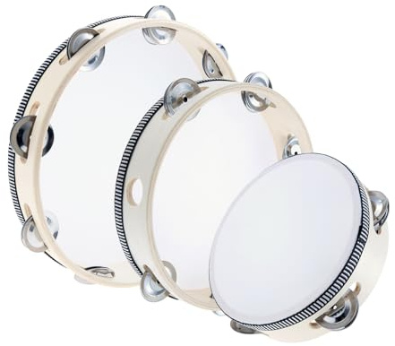 3Pcs Tambourines 6/8/10 Inch, Handheld Tambourine Drum with Jingle Bells Percussion Instrument for Church, Party, KTV, Musical Educational