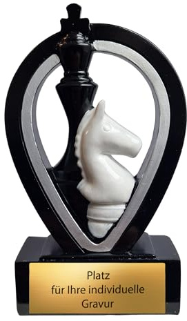 eberin Coupe d'échecs 13 cm en résine - Trophée élégant avec roi et sauteur sur socle - Prix de qualité supérieure avec plaque gravée - Compact 185 g pour clubs tournois et cérémonies de victoire