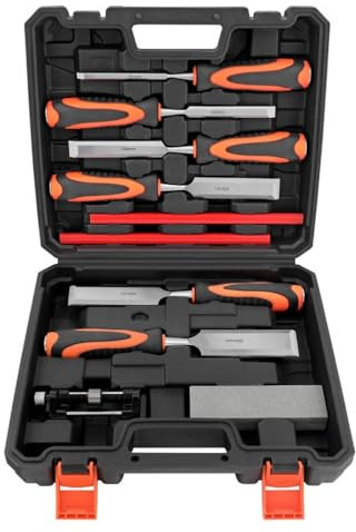 PLMNBQWE 10-teiliges Stechbeitel-Set, Holzbearbeitungsmeißel, 6–38 mm, festere Handwerkzeuge, Stemmbeitel-Set