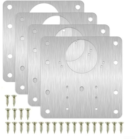 Reparaturset für Küchenschranktürscharniere inklusive 2/4/10 Edelstahlplatten und Schrauben, geeignet für verschiedene Möbelscharnierreparaturen (4 Stück)