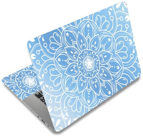 SUPERDANT Mandala Laptop Skin Sticker Decal Blue Background Universal Laptops Notebook Skin Sticker 12 13 13.3 14 15 15.4 15.6 Inches Vinyl Laptop Cover Stickers Waterproof Notebook Protector
