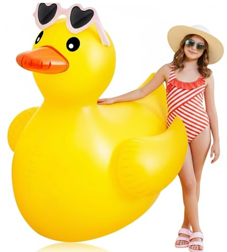 4 Feet Giant Inflatable Duck with Sunglasses Huge Funny Rubber Duck Large Blow up Ducks Inflatable Ducks Pool Float for Summer Beach Swimming Pool Party Decoration