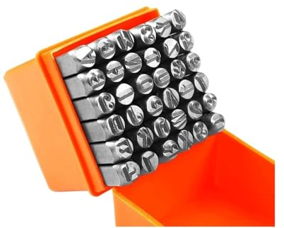 Schlagzahlen Buchstaben Set 36-teiliges 1,5-8 mm professionelles Stahl-Metall-Stempelset, Zahlen- und Buchstabenstanzer, Legierung, hergestellt for das Stempeln von Schmuckhandwerk(8mm)