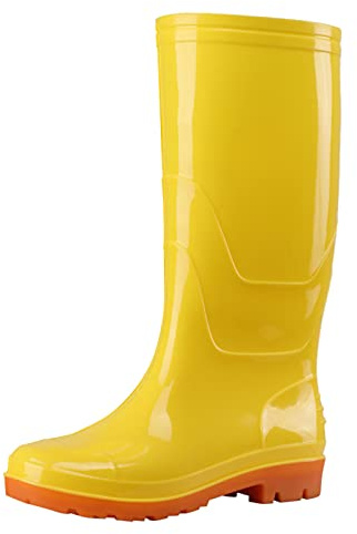 Generisch Bottes en caoutchouc imperméables et légères pour femme - Tige large - Bottes de pluie larges - Bottes à enfiler pour couple - Bottes de jardin antidérapantes à tige longue