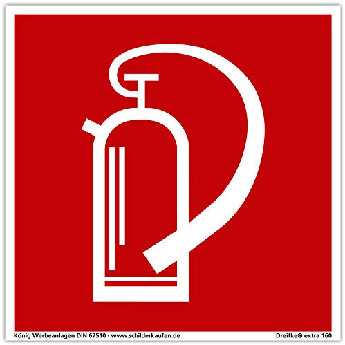 Schild Feuerlöscher | extra langnachleuchtend | PVC selbstklebend 148x148mm | gemäß BGV A8 F05 | DIN 67510 (Brandschutzzeichen) Dreifke extra 160