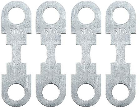 sourcingmap 4pcs 50A Flat Fuse Strip Metal Silver Tone for Car DC 32V Universal