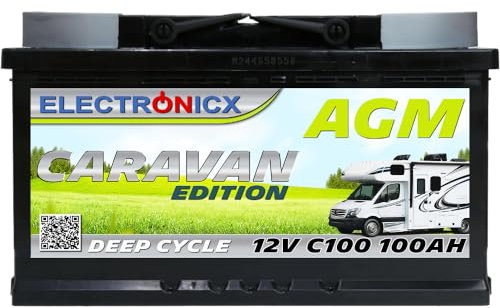 AGM 12v 100Ah Electronicx Caravan Edition batterie solari alimentazione camper gel accumulatore