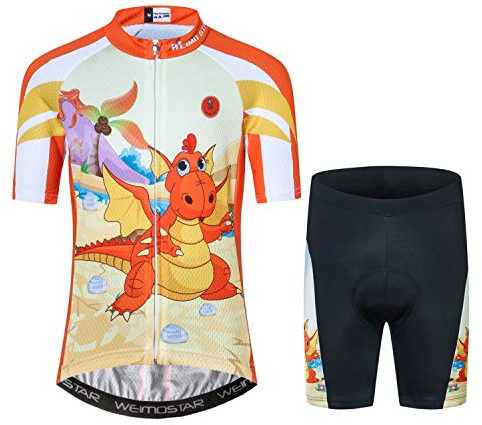 Cykeltröja set barn, cykel kortärmad t-shirt pojkar flickor tecknade toppar snabbtorkande S-XXL