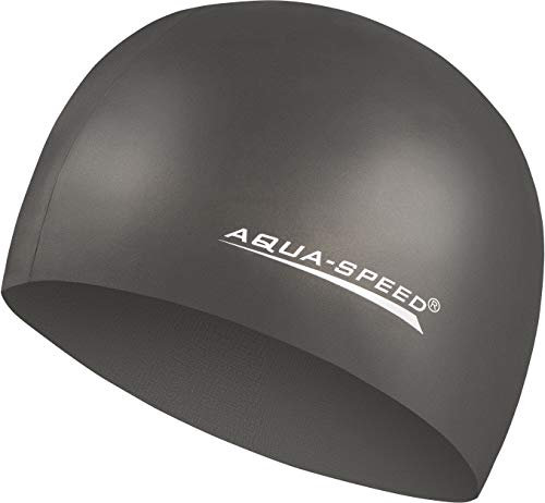 Aqua Speed MEGA Schwarze Badekappe | Damen & Herren | wasserdichte Bademütze | Badehaube | Schwimmhaube für Männer | Silikonbadekappe | schwarz 07