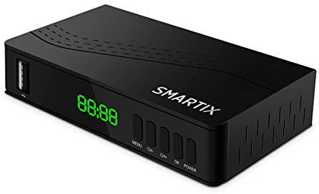 Atlantis SMARTIX DH17 Decoder Digitale Terrestre DVB T2 HEVC H.265 mpeg2/mpeg4 H264 Media Player Porta USB. HDMI e SCART Telecomando Learning, Main 10, Nero