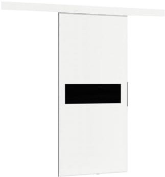 Mirjan24 Schiebetürsystem Multi IV mit Selbstschließer, Komplett-Set für Schiebetüren Trennwände Innentüren (Weiß/Schwarzer lacobel, Modell 80.)