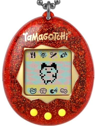 Bandai Tamagotchi Original Red Glitter Shell | Tamagotchi Original Cyber Pet 90s Adults and Kids Toy with Chain | Retro Virtual Pets are Great Boys and Girls Toys or Gifts for Ages 8+