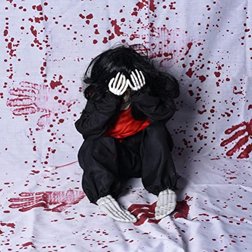 tairong Weinende Geister-Dekoration Halloween, Sound- und berührungsaktivierter gruseliger Geist, zitternde und weinende Puppe, Geisterrequisite, versteckt im Dunkeln