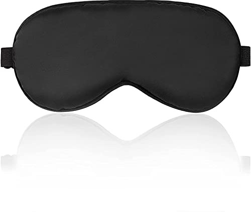 Schlafmaske aus Seide, verstellbarer Riemen, bequem, weich und hautfreundlich, Seitenschläfer, Sleeping Mask, Frauen, Männer, (Schwarz)