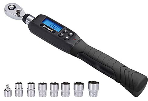 Durofix RM601-3S Digitaler Drehmomentschlüssel 3/8 Zoll (5-50 Nm) mit Summer & LED-Blitzbenachrichtigung | Inklusive Schutzhülle, Steckschlüsselsatz & ISO 6789 Standardkalibrierzertifikat